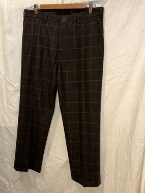 Giorgio Armani Collezioni gray window pane plaid wool pants 32x28